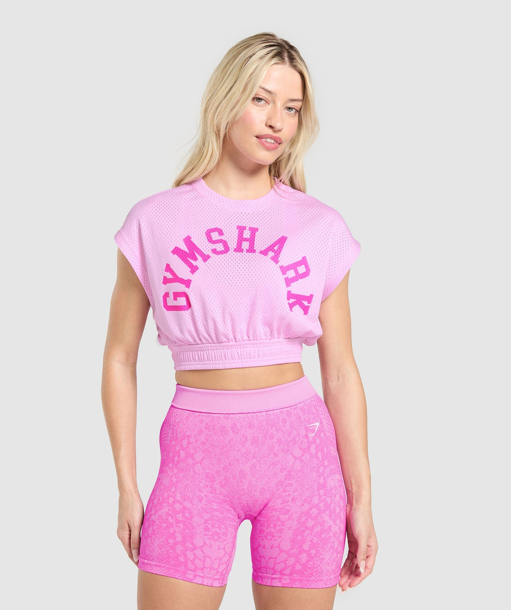 Top corto con gráfico de malla